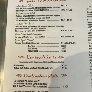 Salad menu 01/31/23