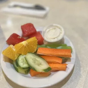 Fruit &amp; veggies served while you wait if you dine in.