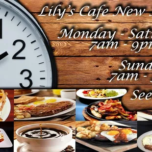 a collage of breakfast items