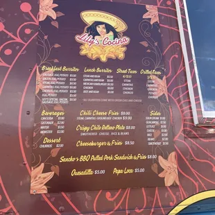 Updated menu