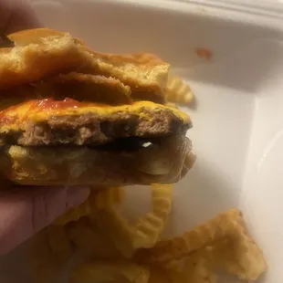 This was my nephews cheese burger. I tried to not discourage him. He managed to actually take more than one bite.