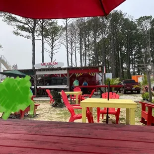 Outdoor seating area - some picnic tables and chairs