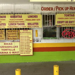 Menu items that are on the outside of the establishment.