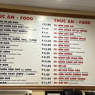 a menu for a restaurant