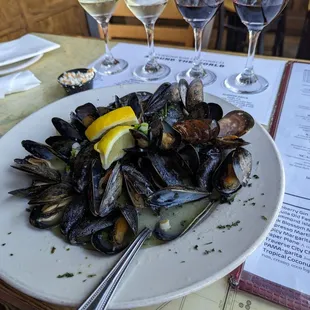 Best mussels I've ever had! I did omit the bleu cheese. Broth is amazing