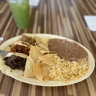 a plate of mexican food