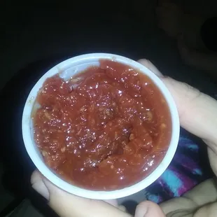My cocktail sauce was frozen. Couldnt get it on my shrimp without having to put a ton on my shimp. (Picture may not be reliable)