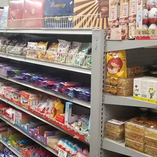 shelves of various foods and condiments