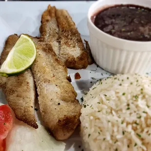 I kept it simple so I could try other items. Grilled fish and beans were tasty.