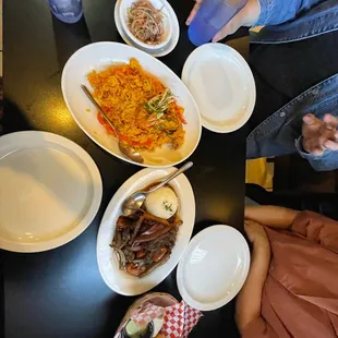 Ordered 2 large dishes for 3 women. Lomo saltado $16.50 and Arroz con Mariscos paella $19.25