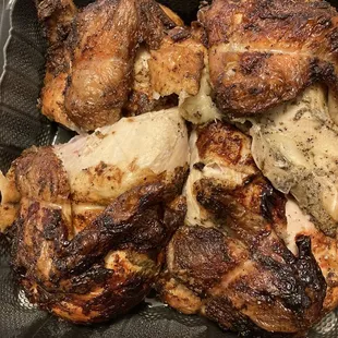 a close up of a plate of chicken