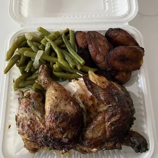 1/2 Chicken with String Beans &amp; Plantains
