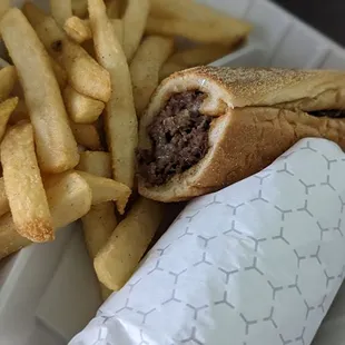 Cheese steak and fries