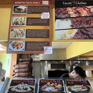 Burritos, Tacos and Bowls menu