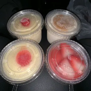 2 on Left: Piña Colada Top Right: Coconut Bottom Right: Strawberry