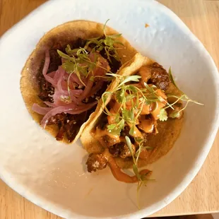 Tacos. Definitely try the duck and mole taco.