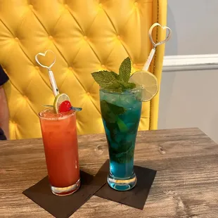 Special Drinks, a blue lagoon &amp; a signature mocktail - delish!