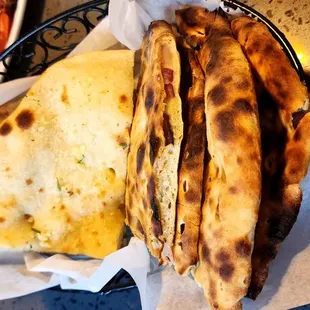 Garlic naan and onion kulcha