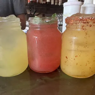 mini marg flight! pineapple jalapeño, watermelon basil, mango tajin