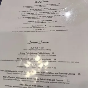 menu