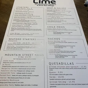 One side of the menu