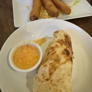 Roti and spring rolls