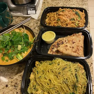 Ordered again same week, it's that good!  Pratha, Laksa, Singapore Curry Noodle, Mie Gorang Jawa dry noodles. Delicious!