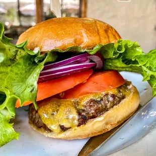 Limelight Burger with cheddar and side salad instead of fries - score 89%. Good quality patty and bun.