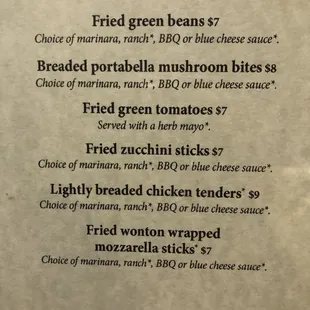 Variety of small plates are always available in addition to specials