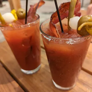 Bacon bloody Mary and bloody Maria
