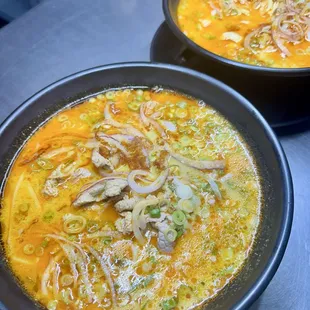 Steak curry noodle soup