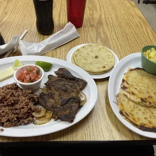 a plate of food and a drink