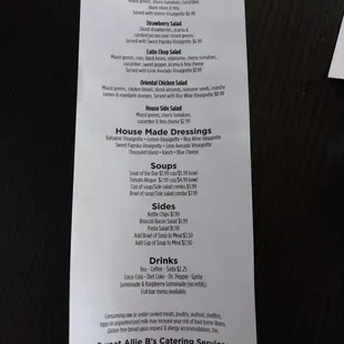 a menu for a restaurant
