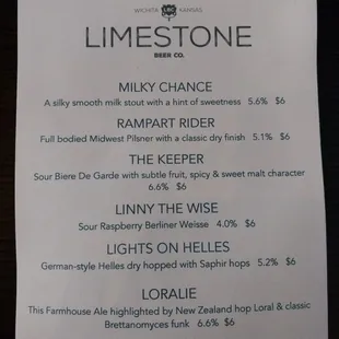 Beer list! The keeper was amazing!