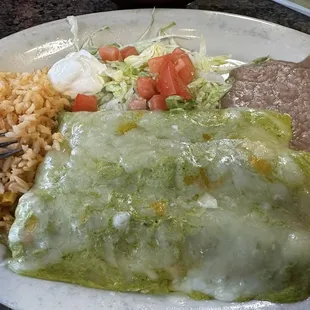 My dinner - poblano enchiladas with cheese! Delicious!