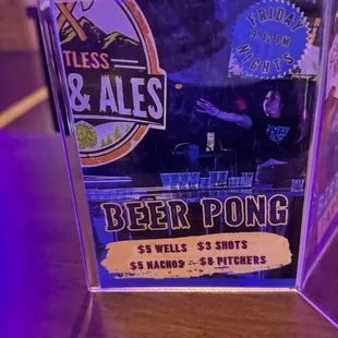 Free to play till 12am! Beer pong Fridays.