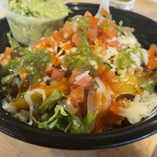 a black plate of food