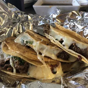 Birria queso tacos. I could eat these everyday. Follow me on IG @denjeneats