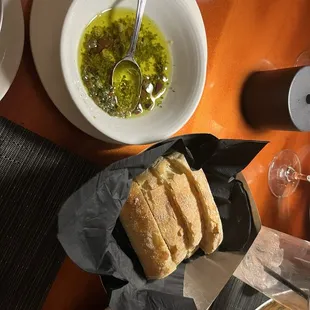 Fresh bread and olive oil