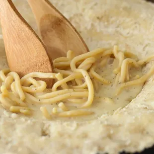 Pasta in the cheese wheel