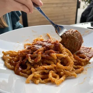 Fusilli and meatball