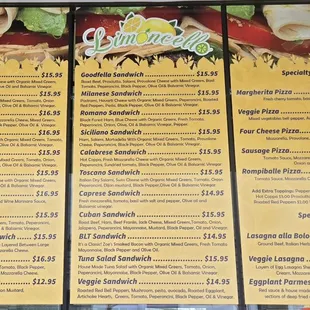 Sandwiches pizzas specialty