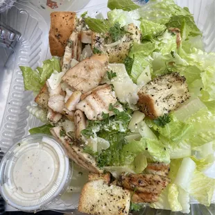 Caesar salad with added grilled chicken.