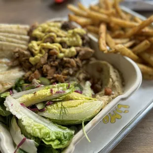 Chicken plate with side order of fries.  Fries are a must have!