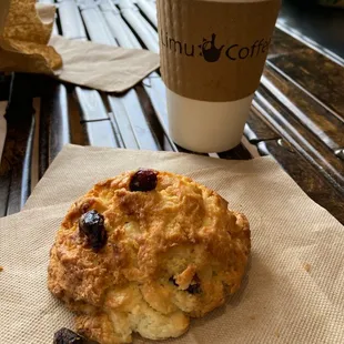 Amazing coffee and succulent in house baked scone.