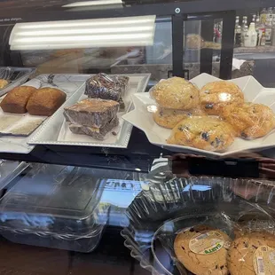 Banana bread, brownies, scones, cookies.