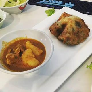 Scallions Pancake with Curry Dip