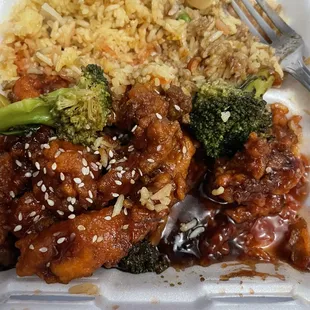 Sesame chicken with fried rice