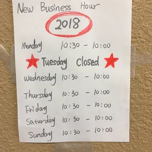 NEW Business Hour