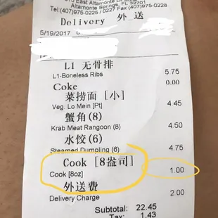 $1.00 for the cook?